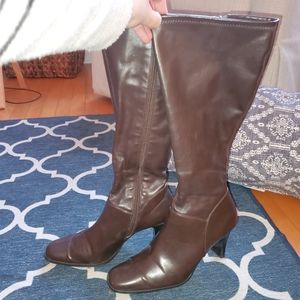 Brown heeled boots